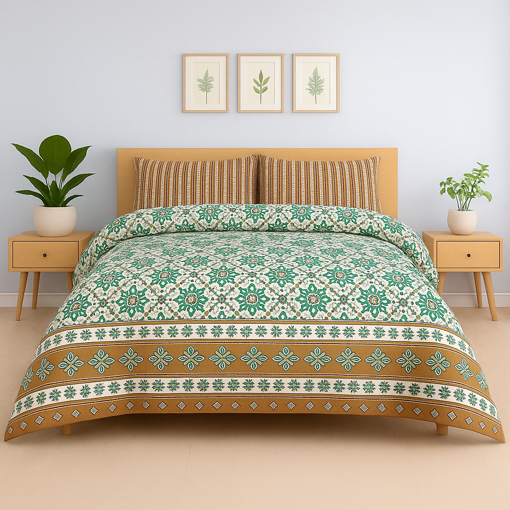 Emerald Premium Cotton Bed Sheet Set - 3 pcs