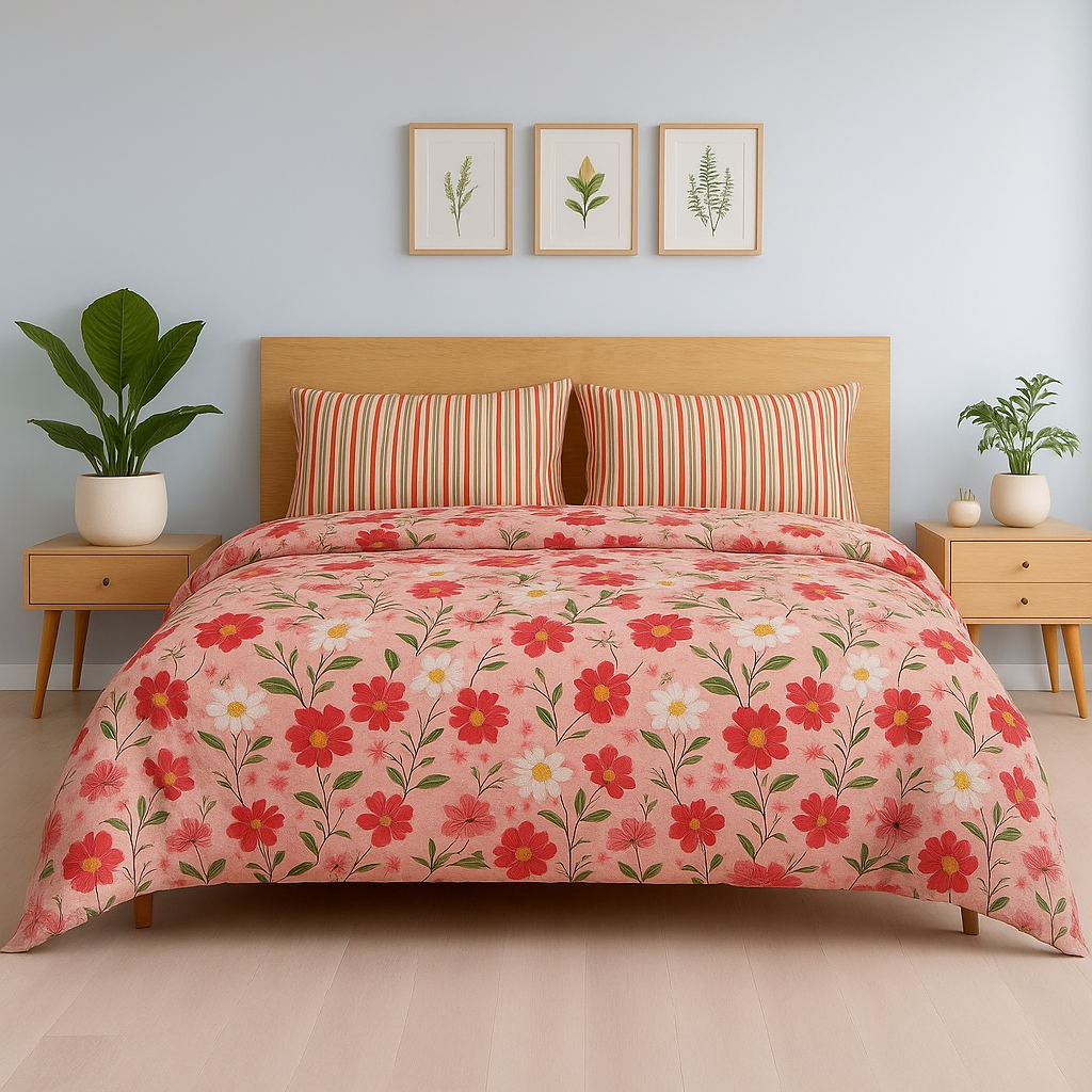Blossom Premium Cotton Bed Sheet Set - 3 pcs