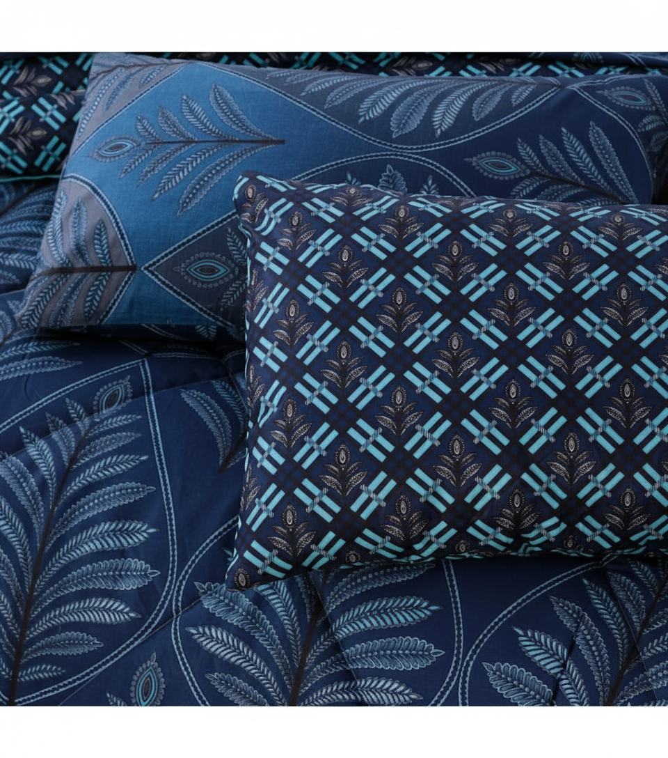 AQUA BLUE COMFORTER SET- 7 PCS