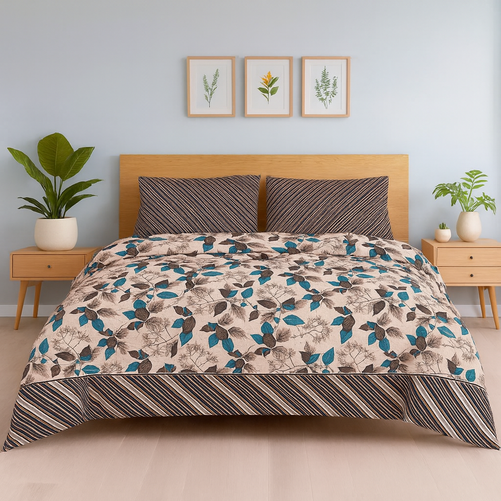 Aqua Premium Cotton Bed Sheet Set - 3 pcs