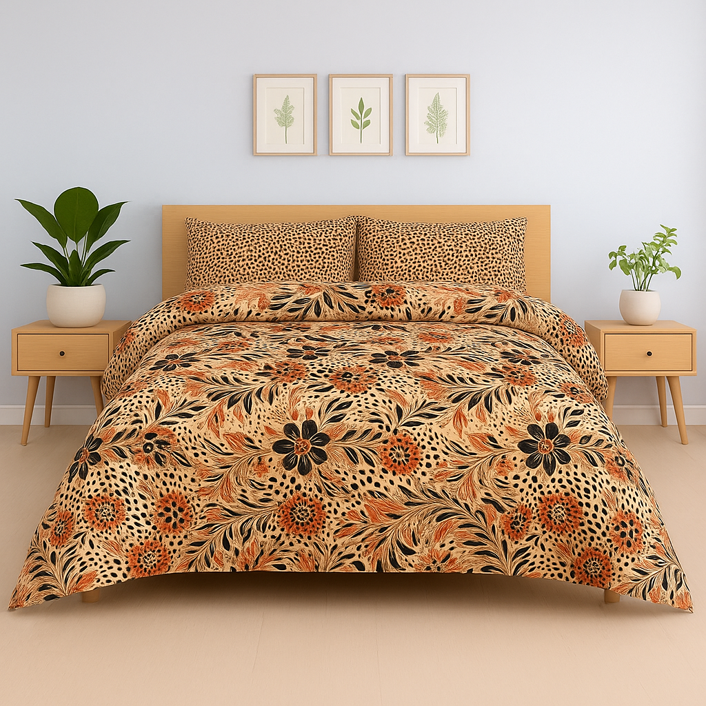 Leopardy Premium Cotton Bed Sheet Set - 3 pcs