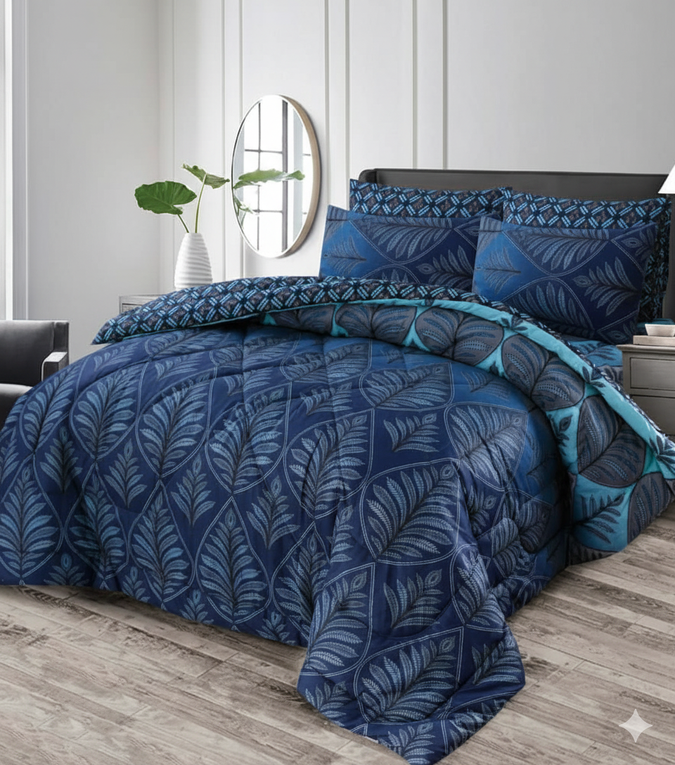 AQUA BLUE COMFORTER SET- 7 PCS