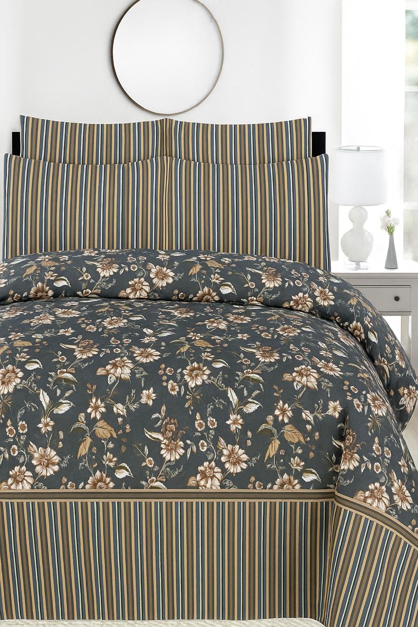 100% Pure Cotton Bedsheet Set – Black Stripe