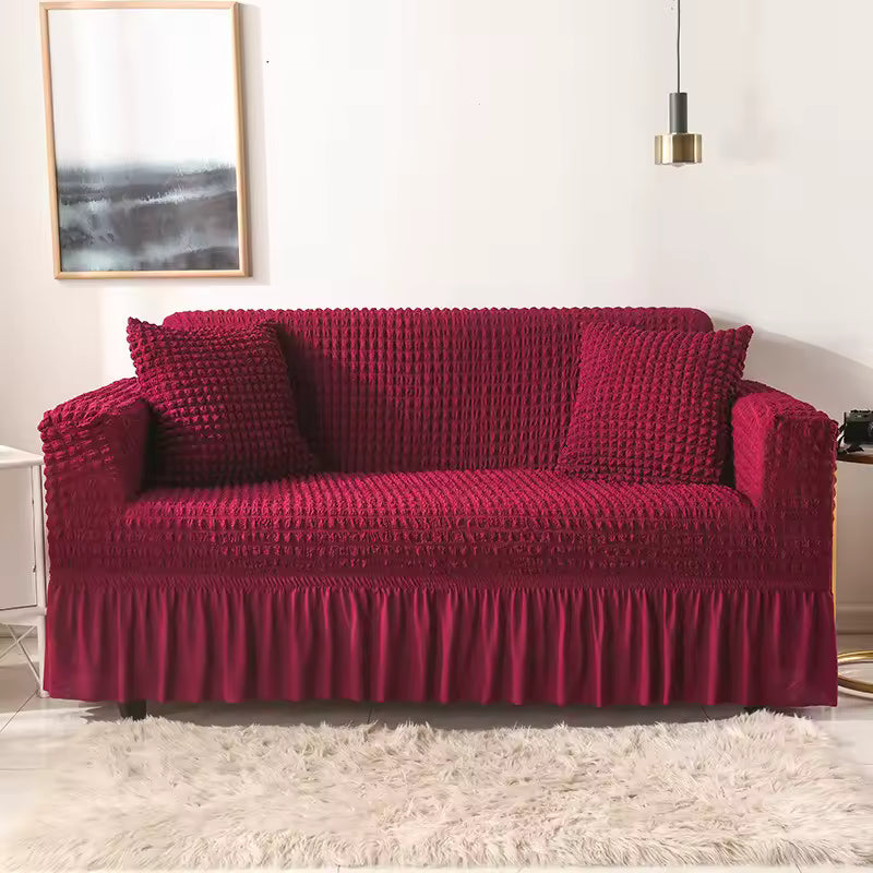 Turkish Style Bubble Sofa Cover Maroon