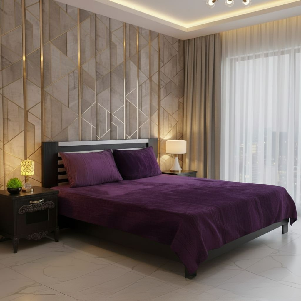 Soft Velvet Fleece Bedsheet - Purple