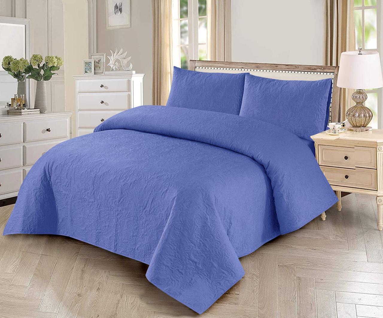 SKY BLUE BEDSPREAD SET – 3 PCS (PREMIUM)
