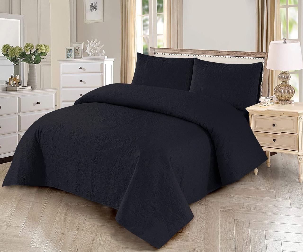 BLACK BEDSPREAD SET – 3 PCS (PREMIUM)