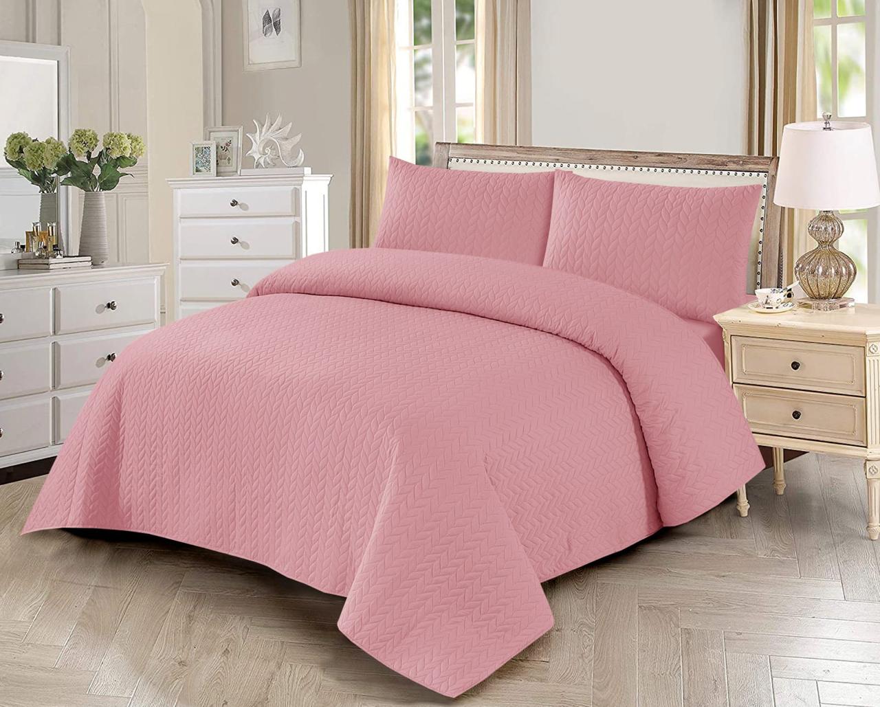PINK BEDSPREAD SET – 3 PCS (PREMIUM)