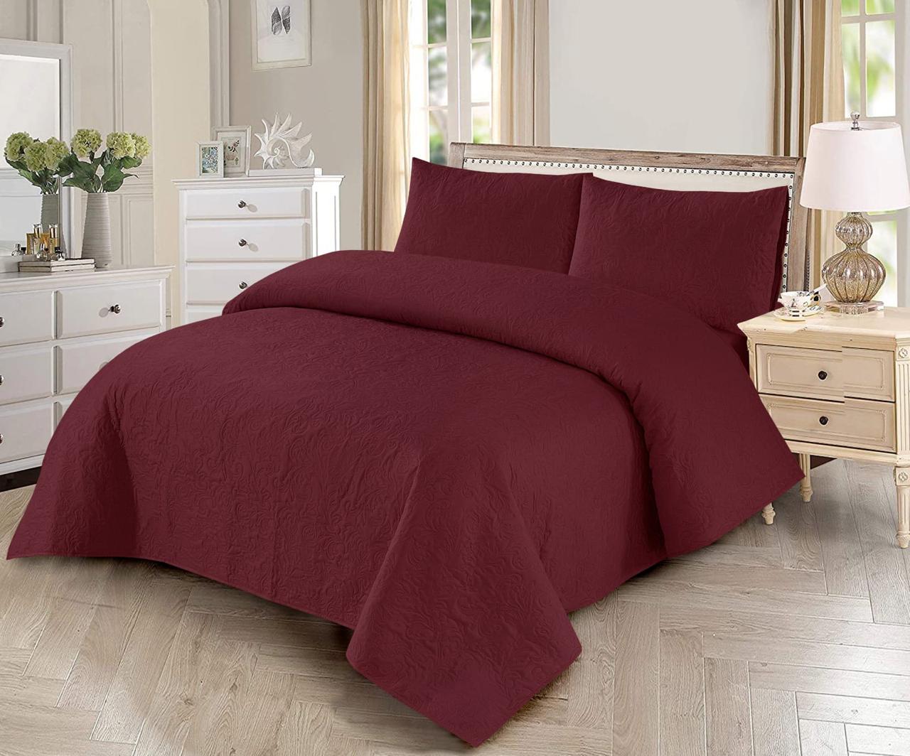MAROON BEDSPREAD SET – 3 PCS (PREMIUM)