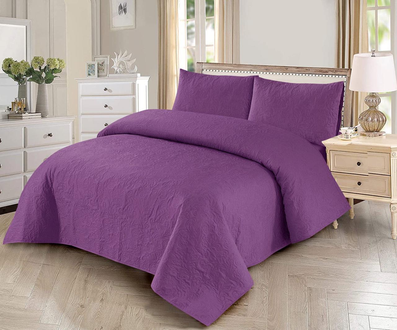 LIGHT PURPLE BEDSPREAD SET – 3 PCS (PREMIUM)