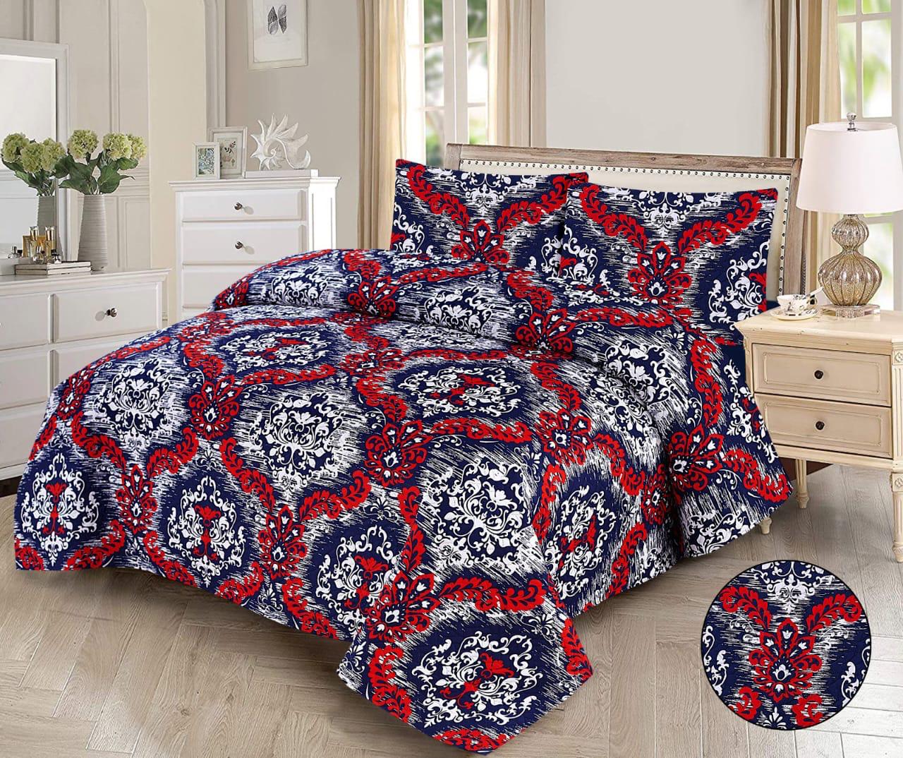 3pcs Bedspread Set (Light Filling) – Navy Damask