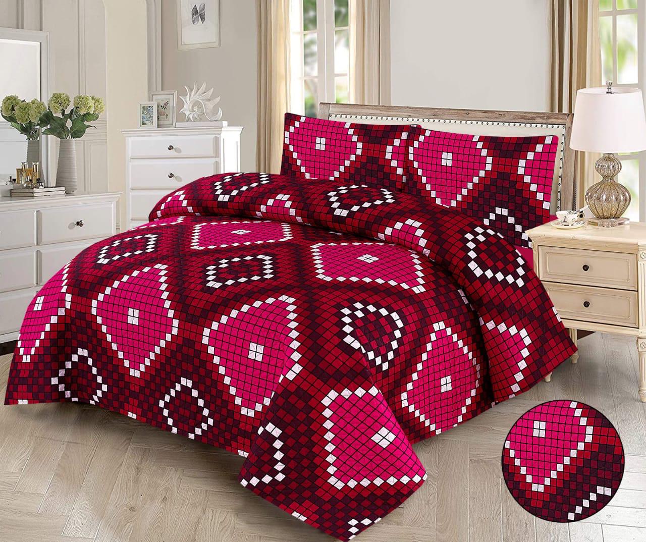 3pcs Bedspread Set (Light Filling) – Pixel Hearts