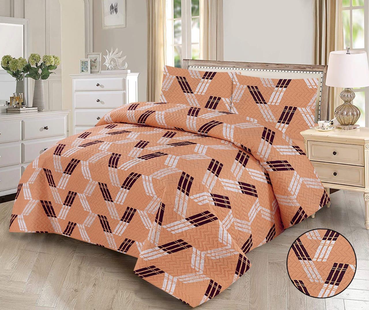 3pcs Bedspread Set (Light Filling) – Scarlet Heritage Stripe