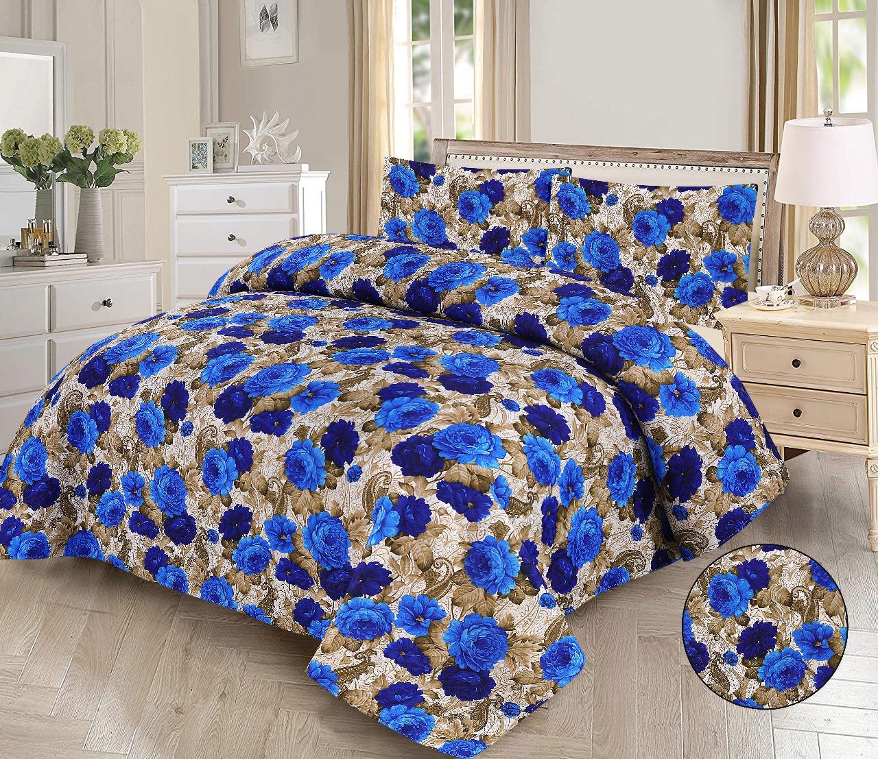 3pcs Bedspread Set (Light Filling) – Cobalt Rose Garden