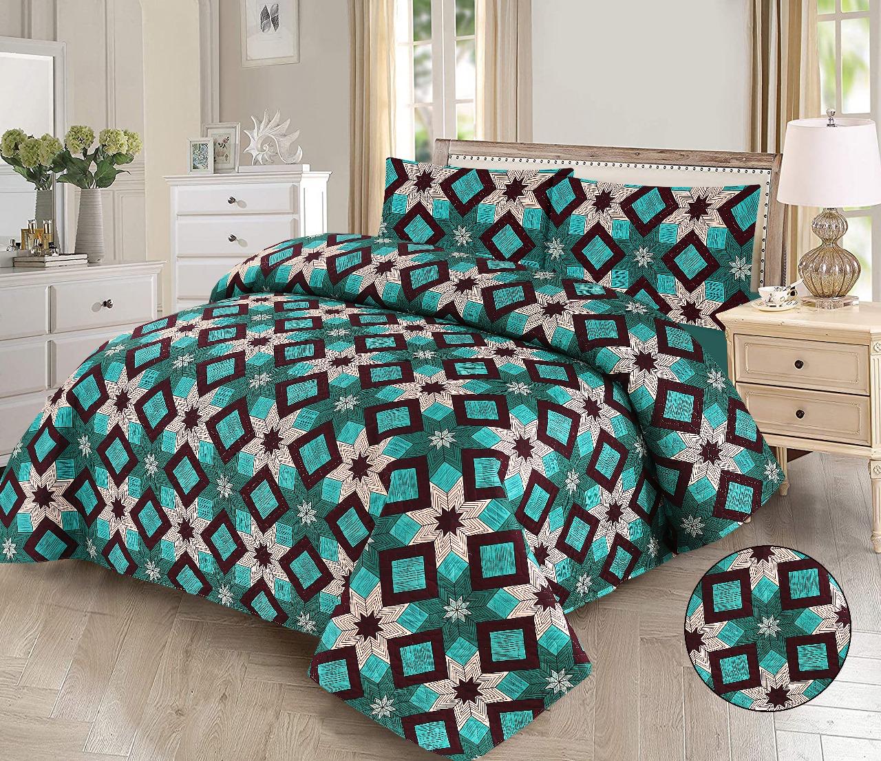 3pcs Bedspread Set (Light Filling) – Teal Star Mosaic