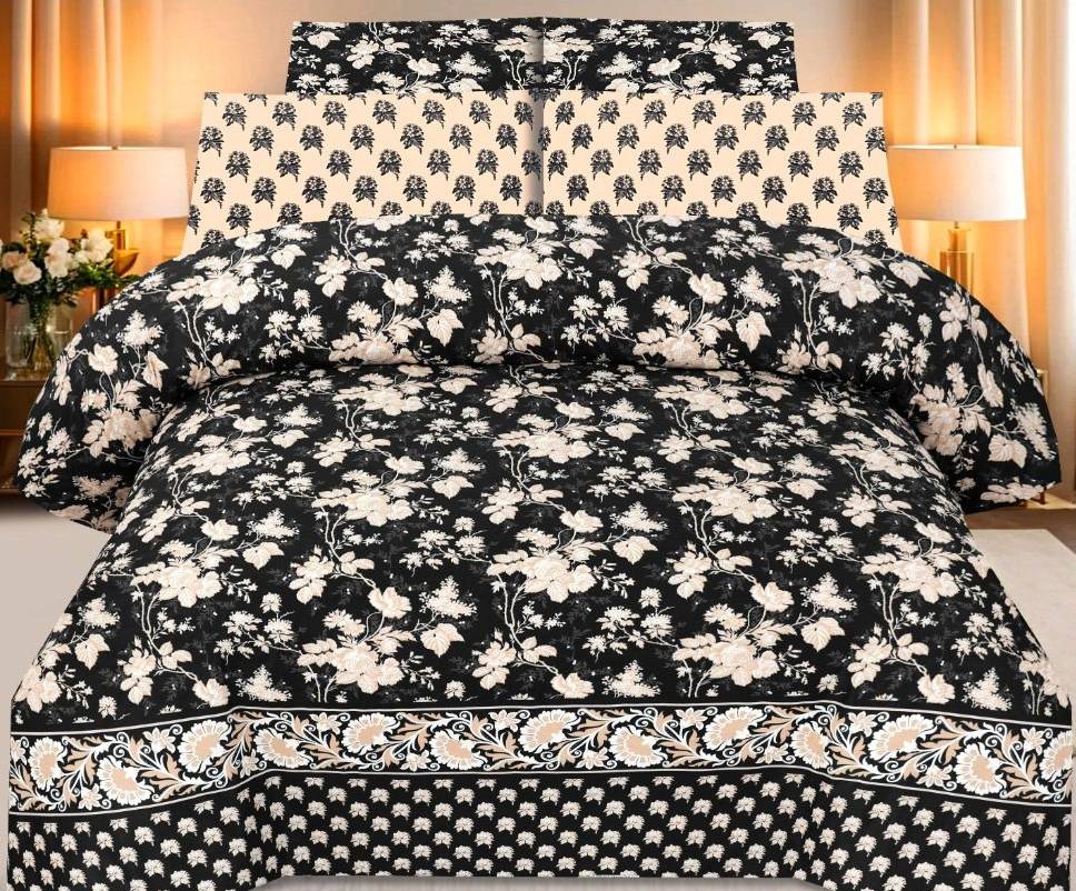 100% Pure Cotton Bedsheet Set – Midnight Orchid