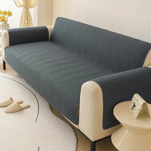 Zig Zag Ultrasonic Quilted Sofa Cover- Grey